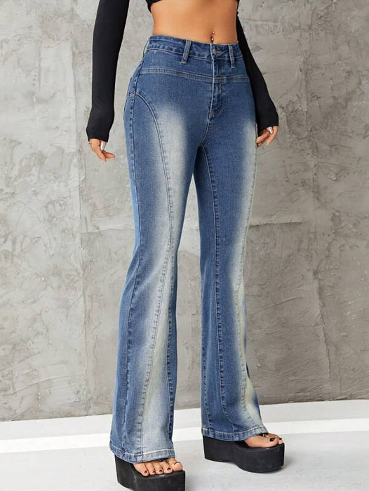 Slimming Stretch Bootcut Trousers Jeans Women