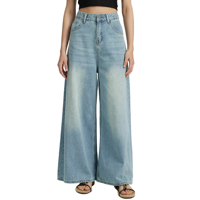 Denim Women Wear Wide Leg High Waist Draping Denim Trousers Women Jeans