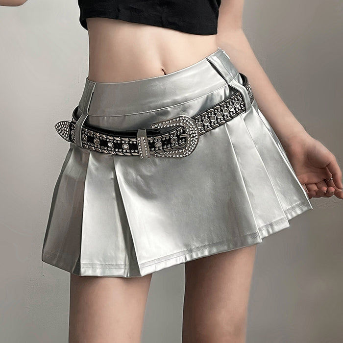 Spring Summer Women Clothing Solid Color Slim Street High Waist Skirt Pleated Skirt