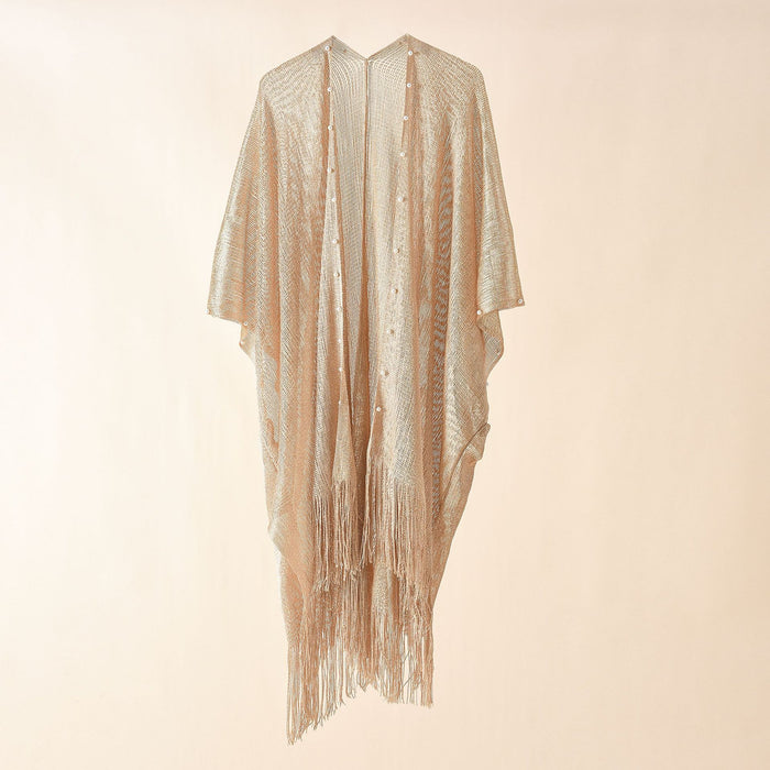 Street Spring Summer Sun Protection Solid Color Pearl Tassel Cardigan Shawl