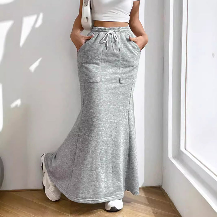 Women Clothing Simple Casual Skirt Autumn Winter Office All Matching Mid Length A line Skirt