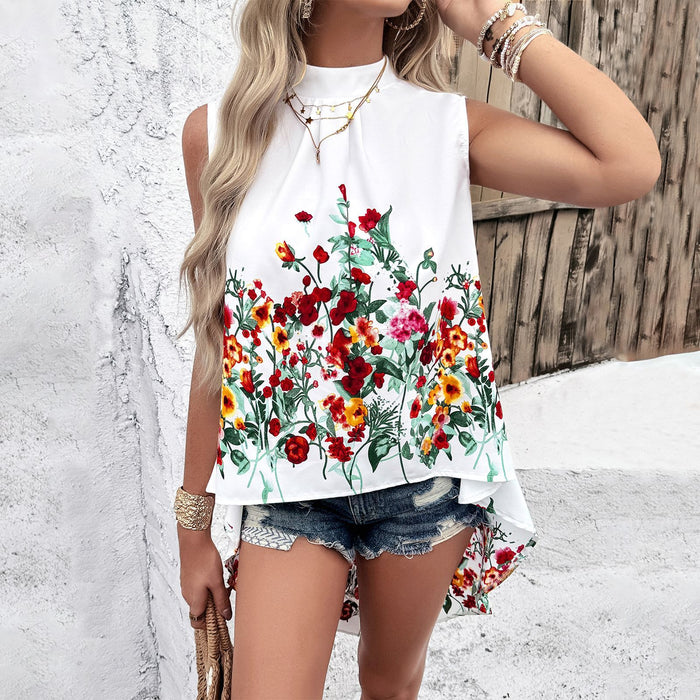 Women Clothing Spring Summer Casual Printed Sleeveless Top