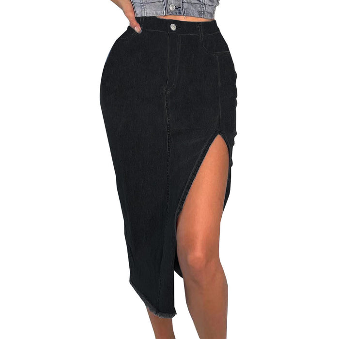 Women Hips Stretch All Matching Denim Long Skirts