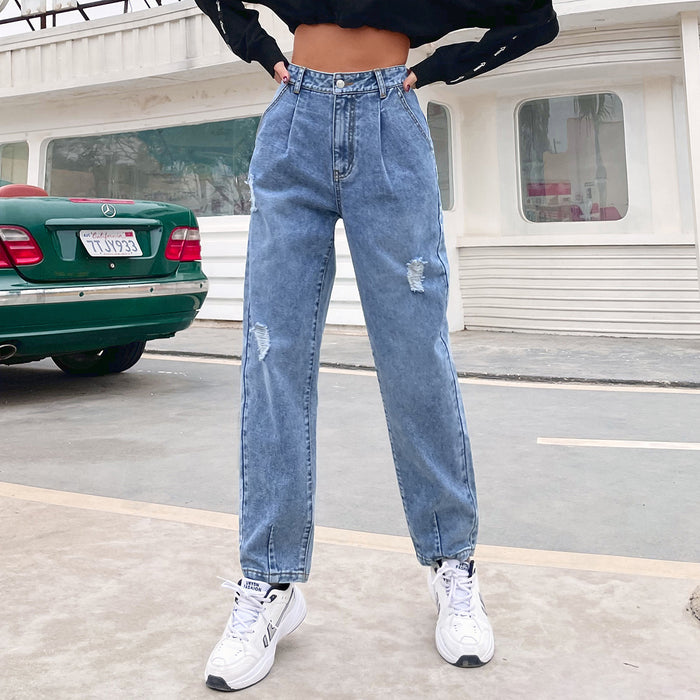 Jeans High Waist Slimming Straight Loose Wide Leg Daddy Pants