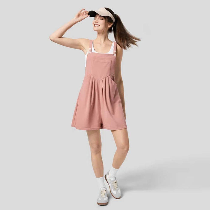 Spring Summer Casual Youth Knitted Front Pleated Vitality Large Pocket Loose Fitting Overalls