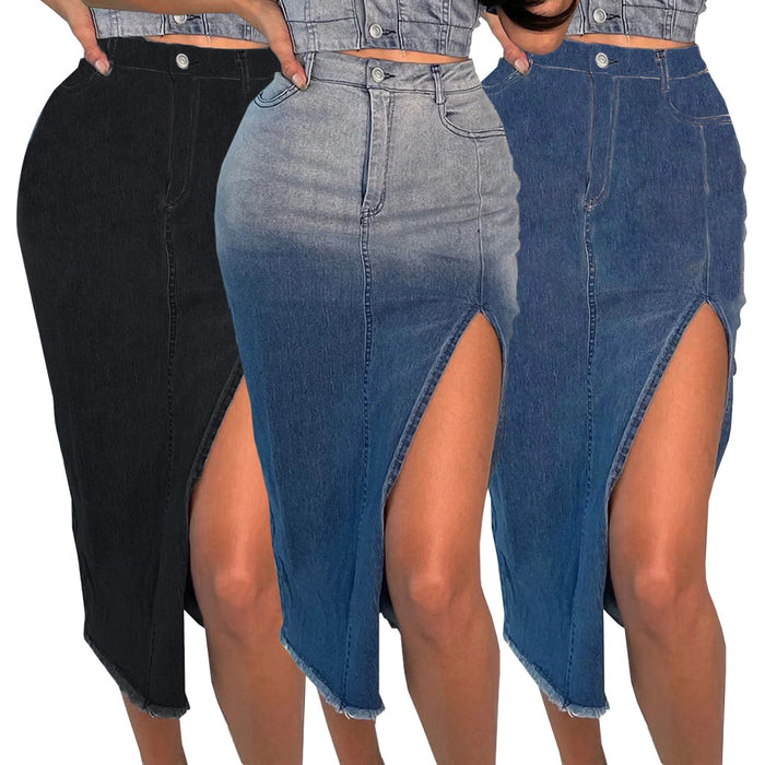 Women Hips Stretch All Matching Denim Long Skirts