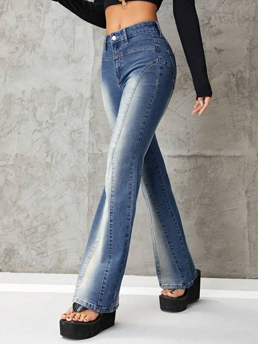 Slimming Stretch Bootcut Trousers Jeans Women