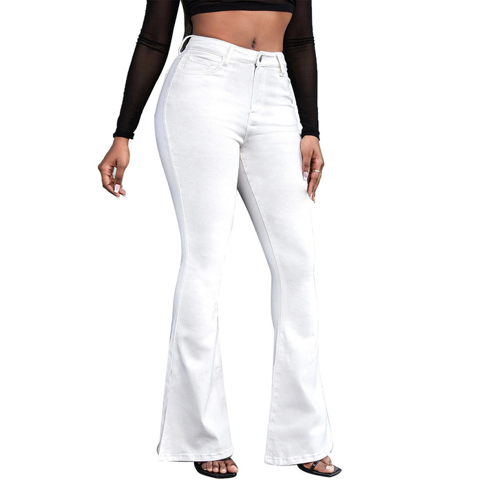 Jeans Women Women Clothing Micro Elastic High Waist Black White Bootcut Trousers