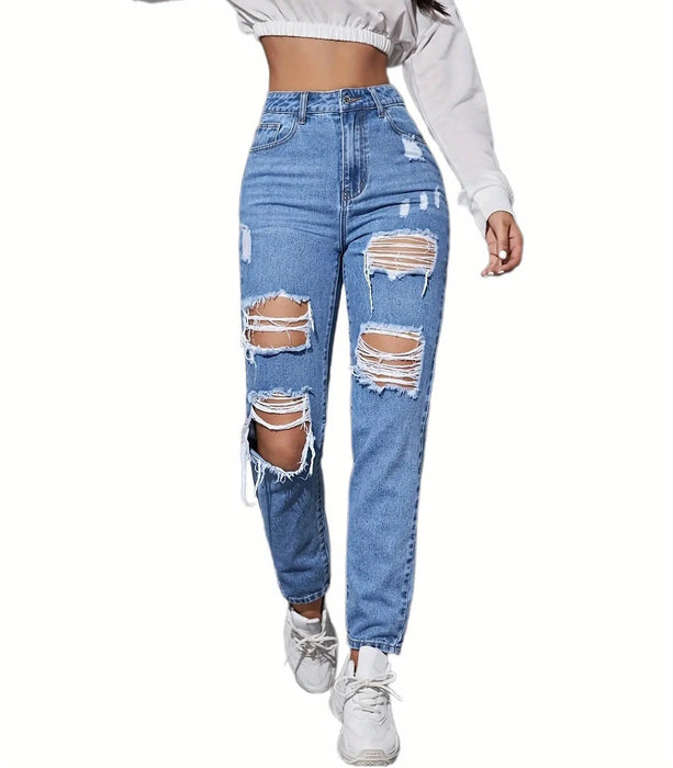 Women Ripped Sexy High Waist Ladies Jeans