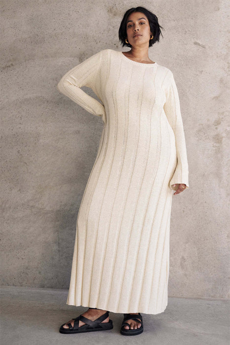 Round Neck Long Knitted Dress Autumn Winter Sweater Maxi Dress Solid Color Sexy Dress for Women