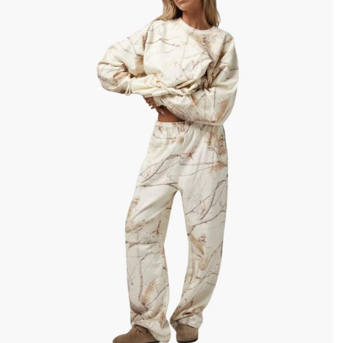 Camouflage Butterfly Sweater Suit Long Sleeve Round Neck Loose Sweatshirt Top Trousers Casual Pants