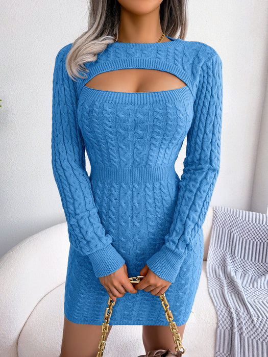 Autumn Winter Sexy Hollow Out Cutout Twist Waist Hip Woolen Women Clothing