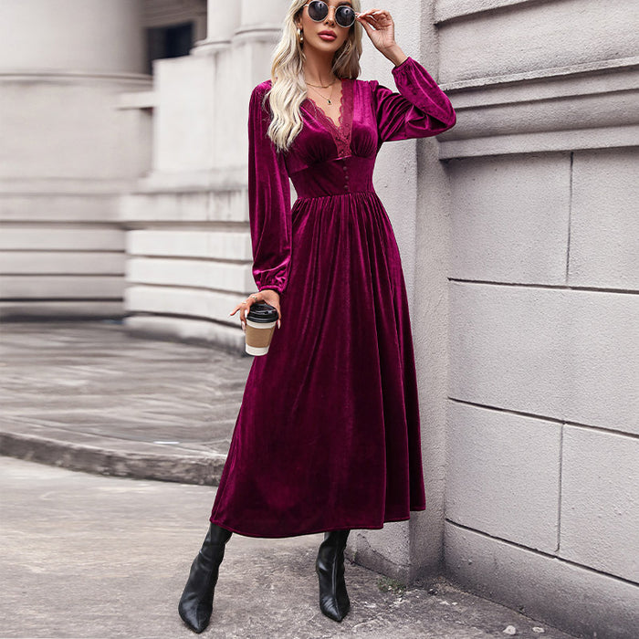 Autumn Winter Women Clothing Velvet Knitted Dress