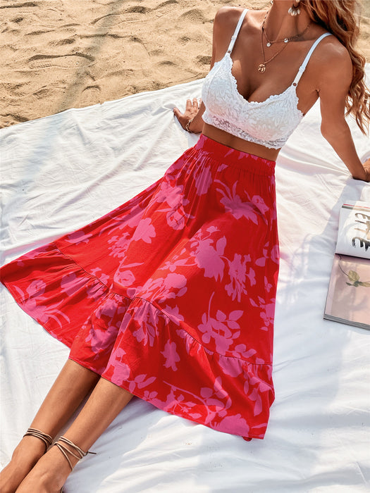 Women Clothing Printing Smocking Skirt