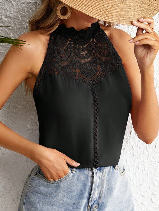 Women Clothing Summer Hollowed out Lace Gas Vest Top for Women