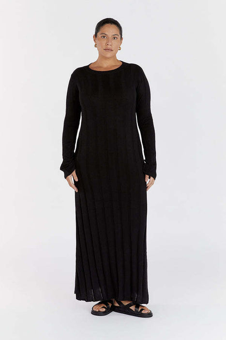 Round Neck Long Knitted Dress Autumn Winter Sweater Maxi Dress Solid Color Sexy Dress for Women