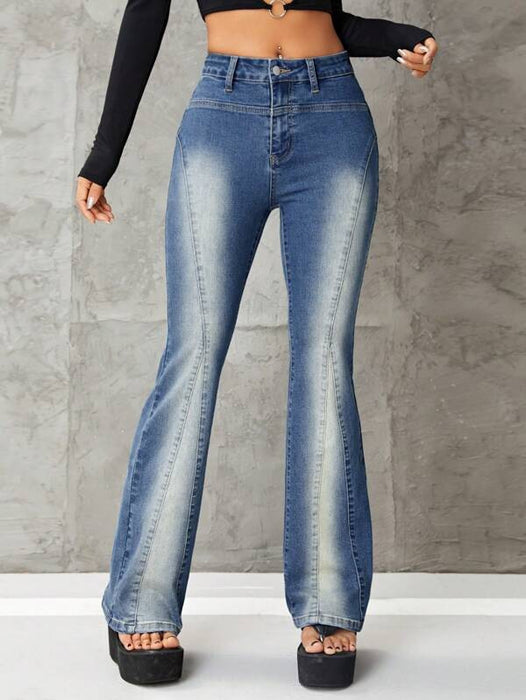 Slimming Stretch Bootcut Trousers Jeans Women