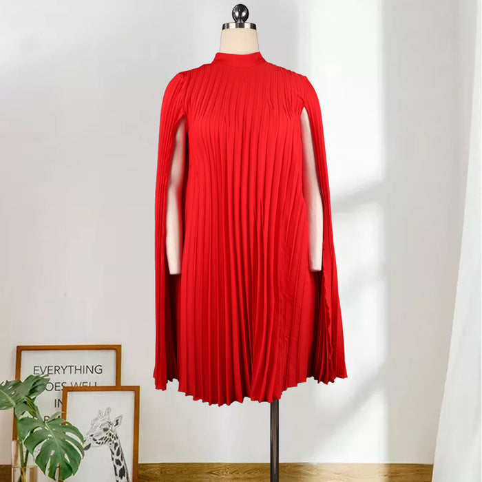 Batwing Sleeve Loose Casual Pleated Swing Sexy Dress Women Dress