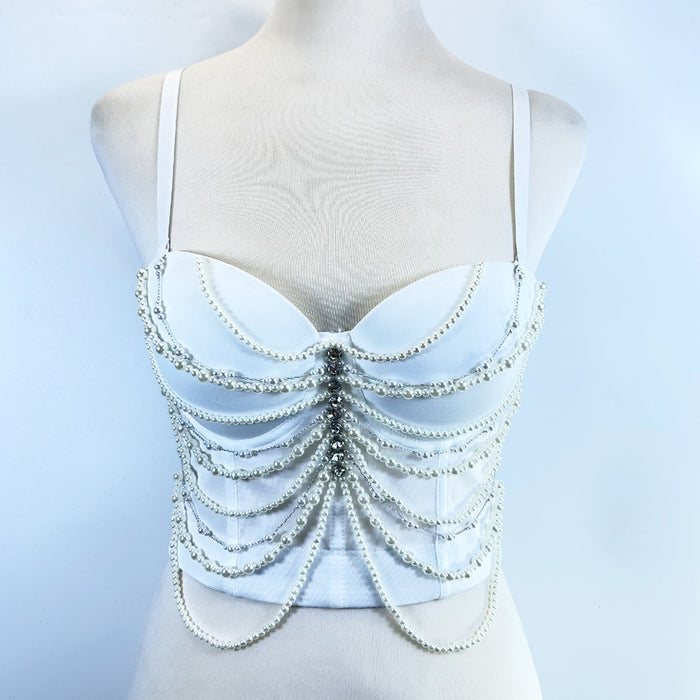 Special for Boning Corset Vest Outer Wear Niche Tassel Bead Body Shaping Top Push up Tube Top