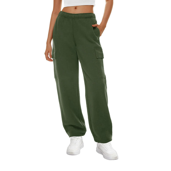 Autumn Winter Women Wide Leg Sweatpants Elastic Waist Loose Casual Workwear Trousers