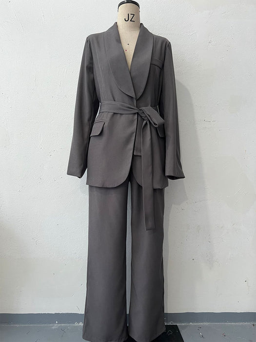 Autumn Solid Color Waist Tight Suit High Waist Wide Leg Pants Office Suit