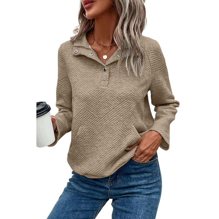 Autumn Winter Solid Color Pullover Sweatshirt Women Casual All Match V neck Long Sleeve Top Women