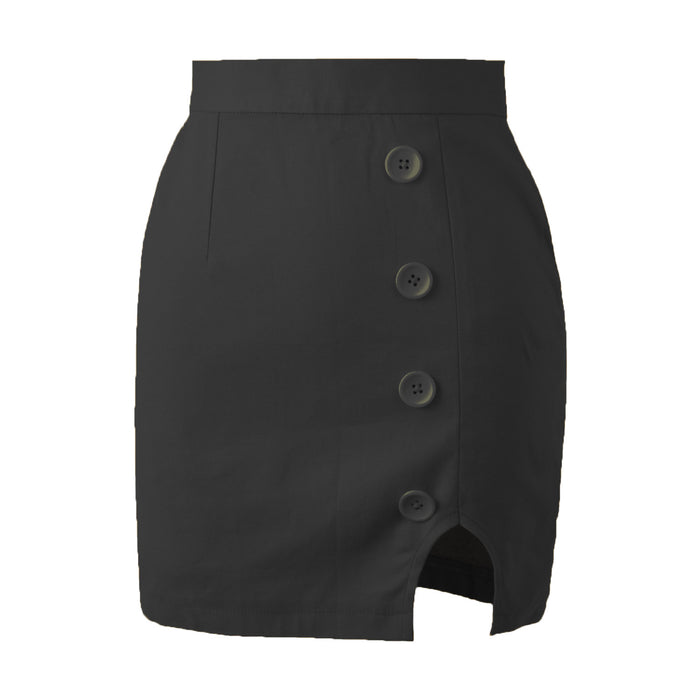 WomenSexy Sheath Slim A- line Skirt High Waist Button Split Solid Skirt Women