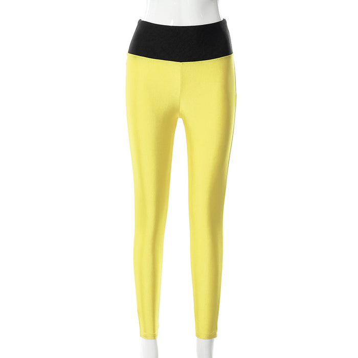 Women Wear Winter Solid Color High Waist Tight Ankle Tied Sports Trousers Pants