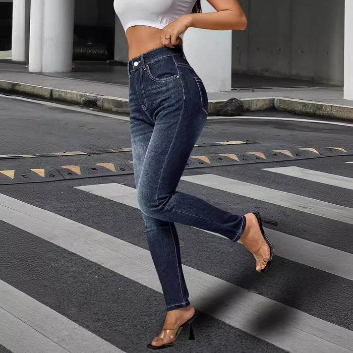 Women Jeans Elastic Slim Fit Slimming Trendy Denim Trousers Popular