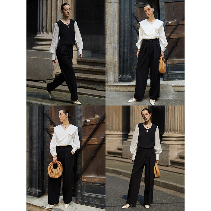 Can Match the Wide-Leg Mopping Work Pant of the Whole Store Advanced Draping Effect Early Autumn