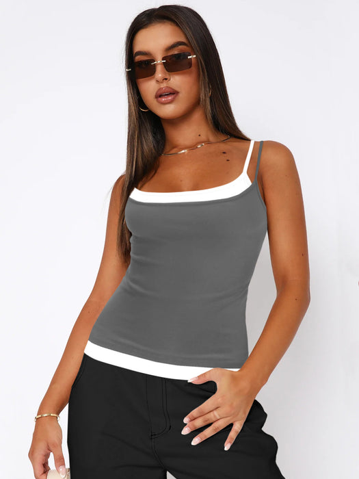 Faux Two Piece Suspender Inner Wearing Women Clothing Slim Fit Top Sexy Sweater Bottoming Shirt