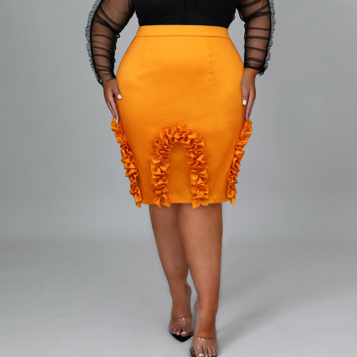 Autumn All Match Wooden Ear Hip Skirt African plus Size Women Dress