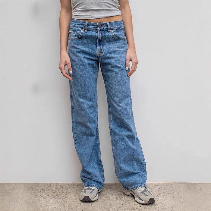 Washed Distressed Loose Wide Leg High Waist Sexy Denim Trousers Women