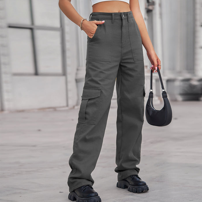 Semi Elastic Design Personality All Matching Work Clothes Trousers Women