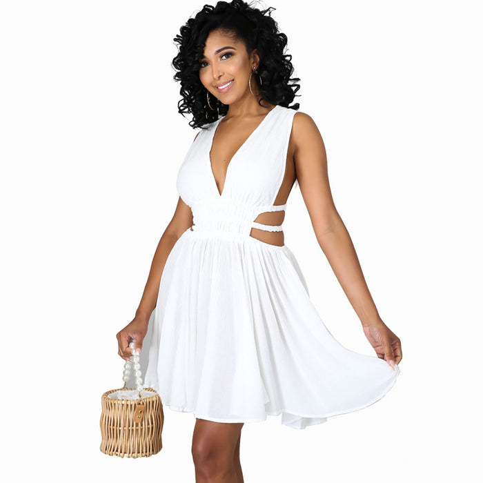 Women Clothing Dress White Graceful Fashionable Beach Summer Vacation Dress