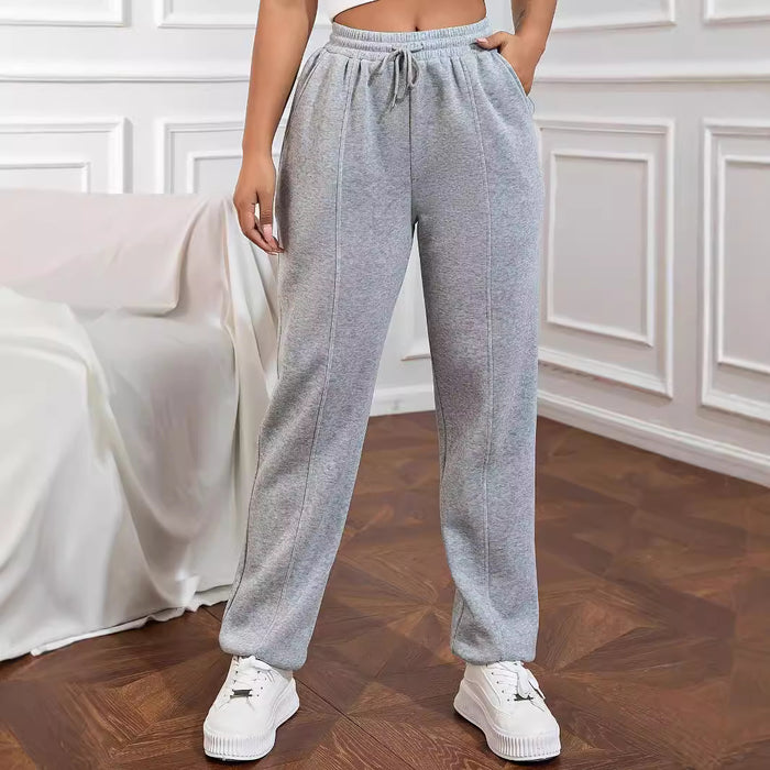 Pants Popular Drawstring Sports Pants Women Two Way Wear Ankle Tied Loose Straight Wide-Leg Pants Slim Casual Sweatpants