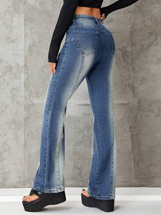 Slimming Stretch Bootcut Trousers Jeans Women