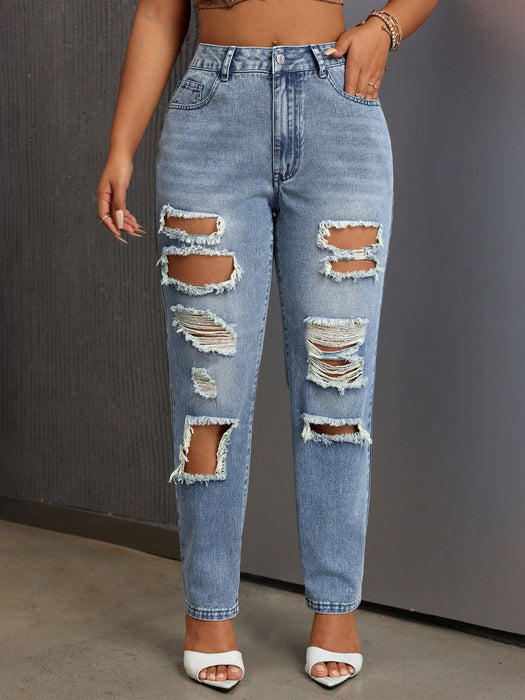 Women Clothing Slimming Skinny Pants Ripped Jeans