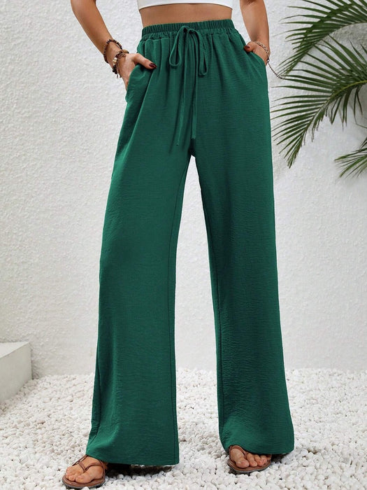 Women Clothing Spring Summer Solid Color Mop Wide Leg Pants Casual Pants