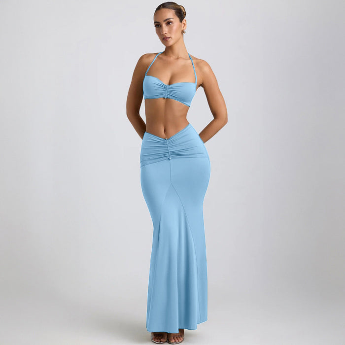 Summer Halter Spaghetti Straps Sexy Sheath Skirt Set Women Clothing