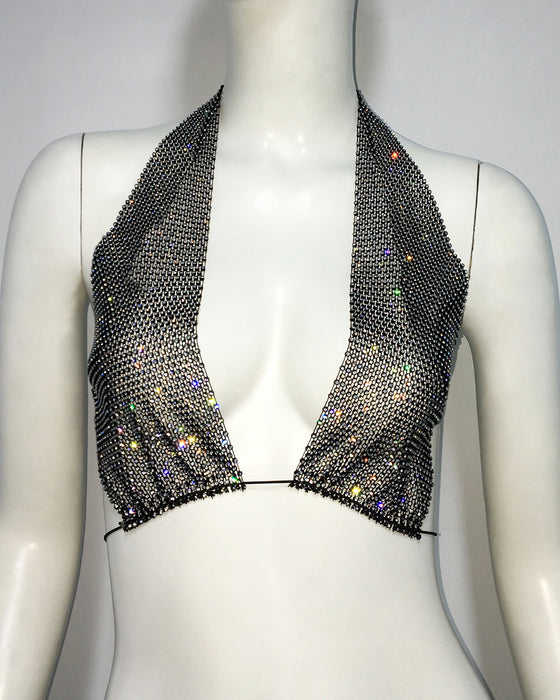 Women Top Sexy Sling Fishnet Rhinestone Sling Tight Elastic Sling