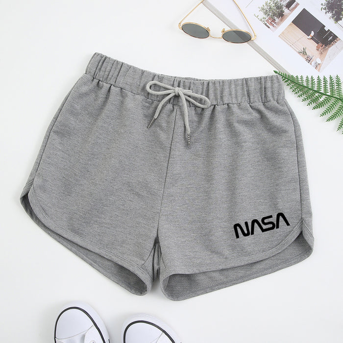 Summer Women Shorts Fashionable Sports Casual Simple Pants Nasa Letter Graphic Printing