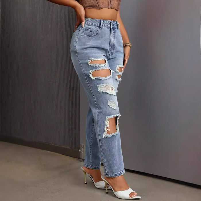 Women Clothing Slimming Skinny Pants Ripped Jeans