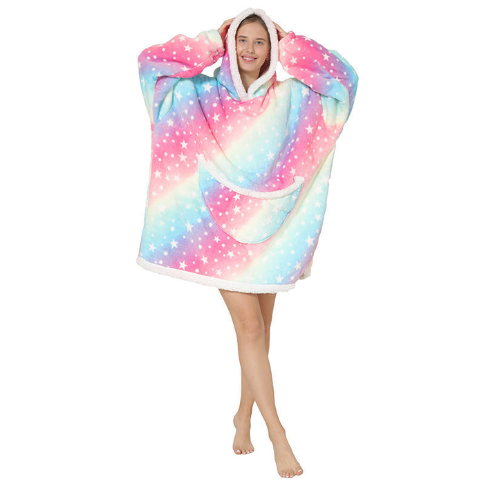 Pajamas Thickened Double-Layer Lazy Can Wear Lazy Blanket Super Soft Lazy Hooded Pajamas Double-Layer Lazy Sweater