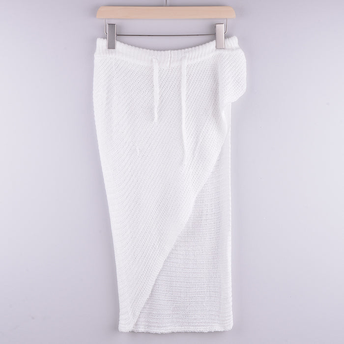 Knitted Skirt Sexy Hollow Out Cutout See-through Split Beach Sun Protection Skirt