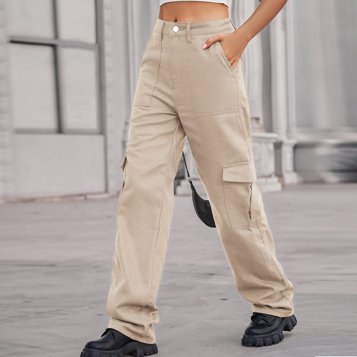 Semi Elastic Design Personality All Matching Work Clothes Trousers Women