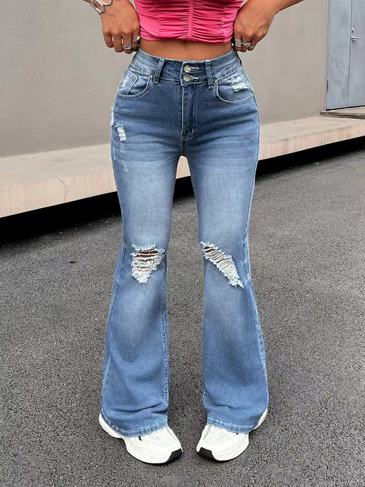 Stretch Skinny Ripped High Waist Display Jeans Women