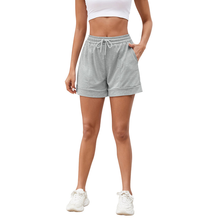 Women Casual Knitted Shorts Popular Breathable Drawstring Bag Pocket Women Pants