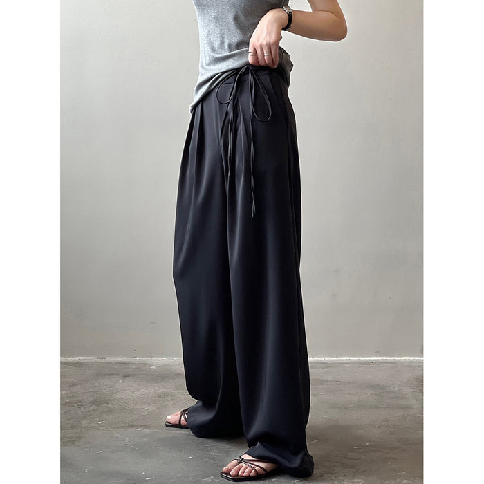 Work Pant Women Autumn Niche High Waist With Straps Drape Casual Straight Leg Wide Leg Pants