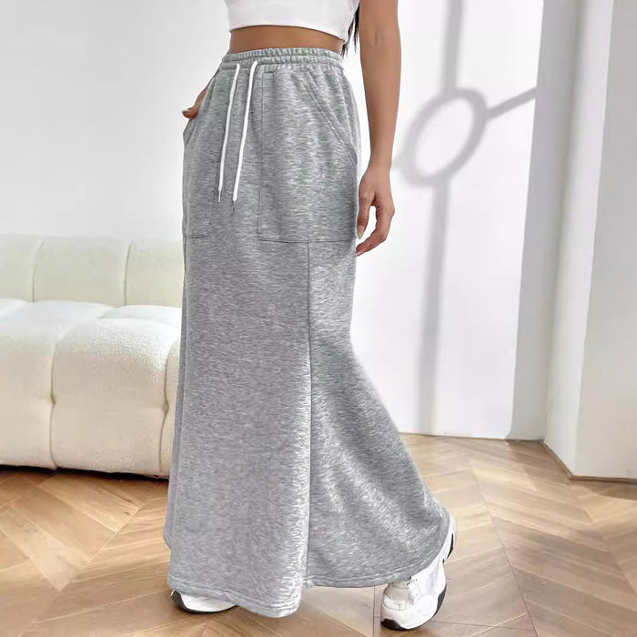 Women Clothing Simple Casual Skirt Autumn Winter Office All Matching Mid Length A line Skirt